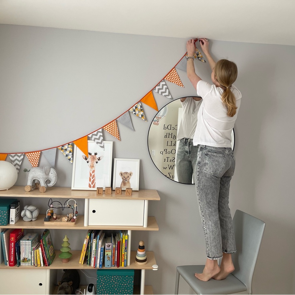 Orange and Gray Geometric Wall Bunting - 11 FLAGS